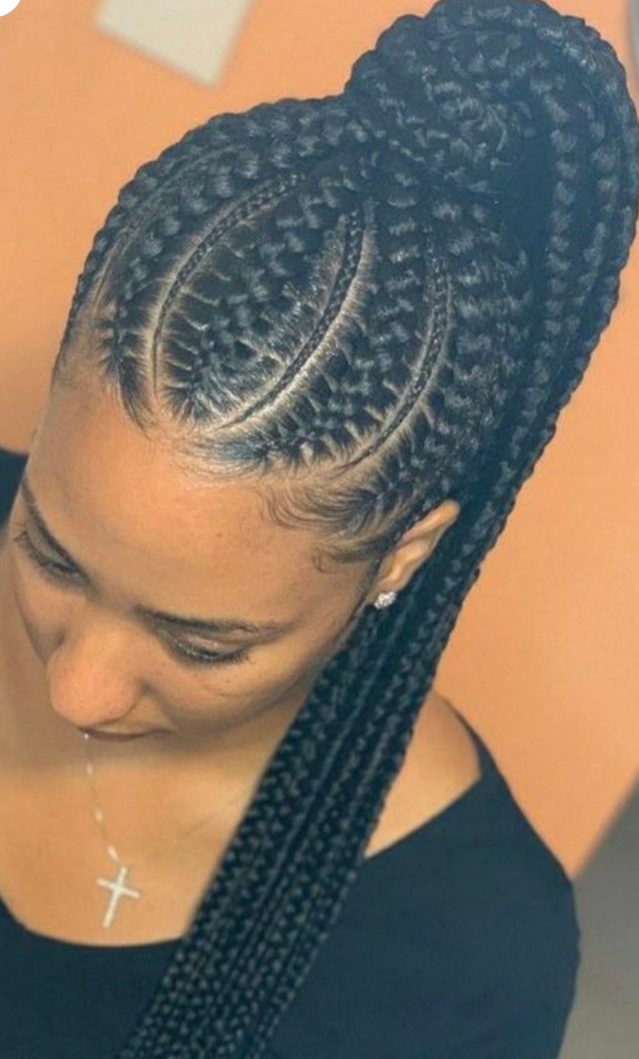 Feed-in cornrow ponytail braided at BayorBraids